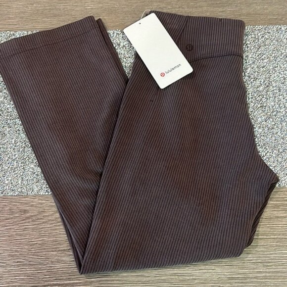 Lululemon Ribbed Softstreme Zip High-Rise Cropped Pants 25in; Espresso size 6 NW - Picture 2 of 8